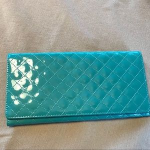 Turquoise patent leather clutch or wallet